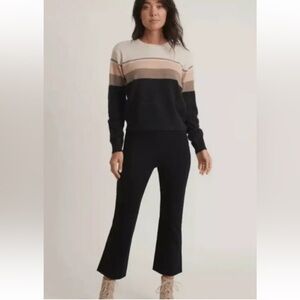 Marine Layer Womens Small Black Valencia Kick Flare Pants High Rise Black Travel